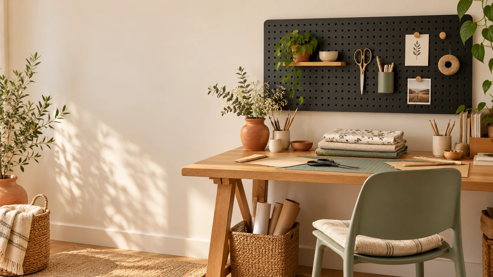 AI-styled craft & hobby concept with a black pegboard
